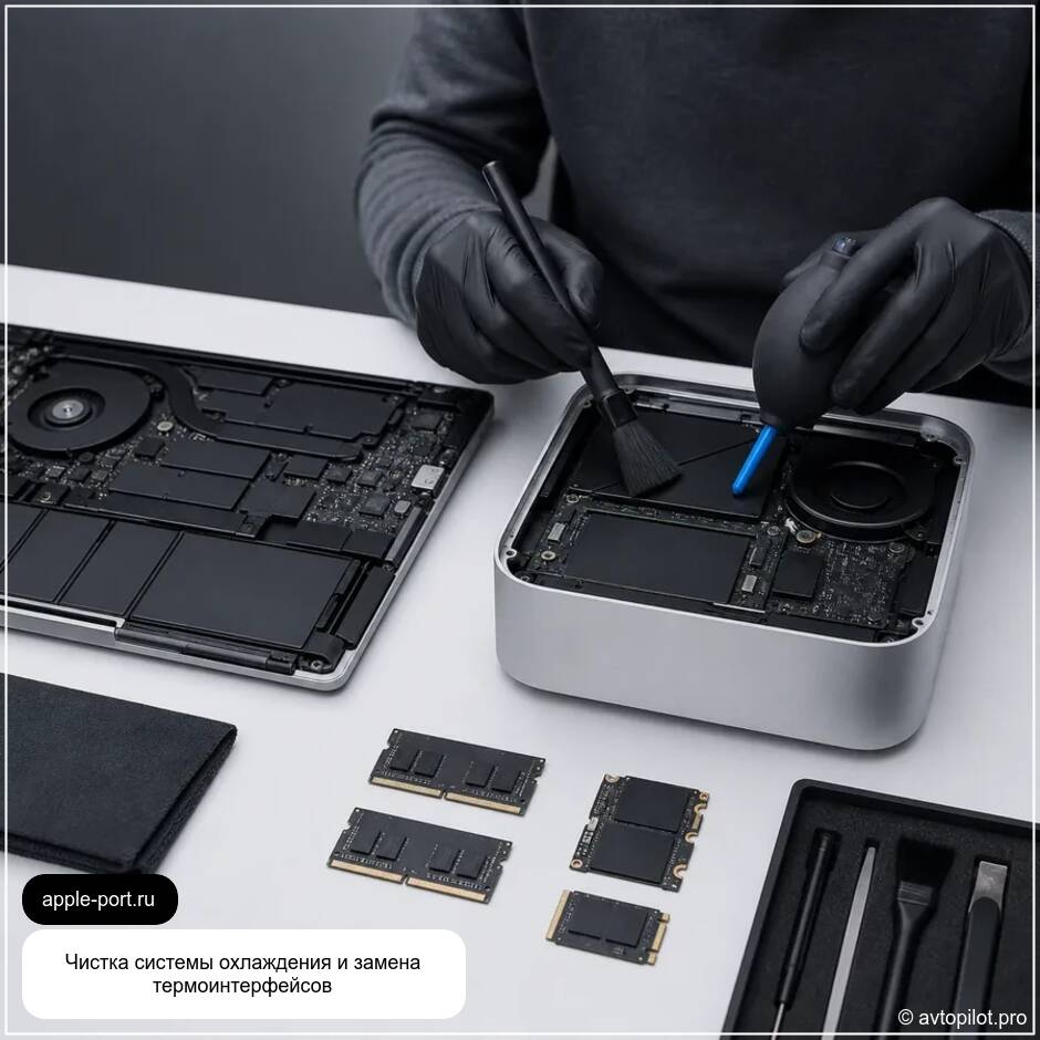 Чистка системы охлаждения и замена термоинтерфейсов Mac mini M4: нормализовали охлаждение и уровень шума
